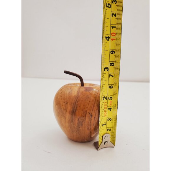 Onyx Apple Sculpture - Hand Carved Gemstone Decor - Unique Home Accent - Gold - Picture 9 of 10